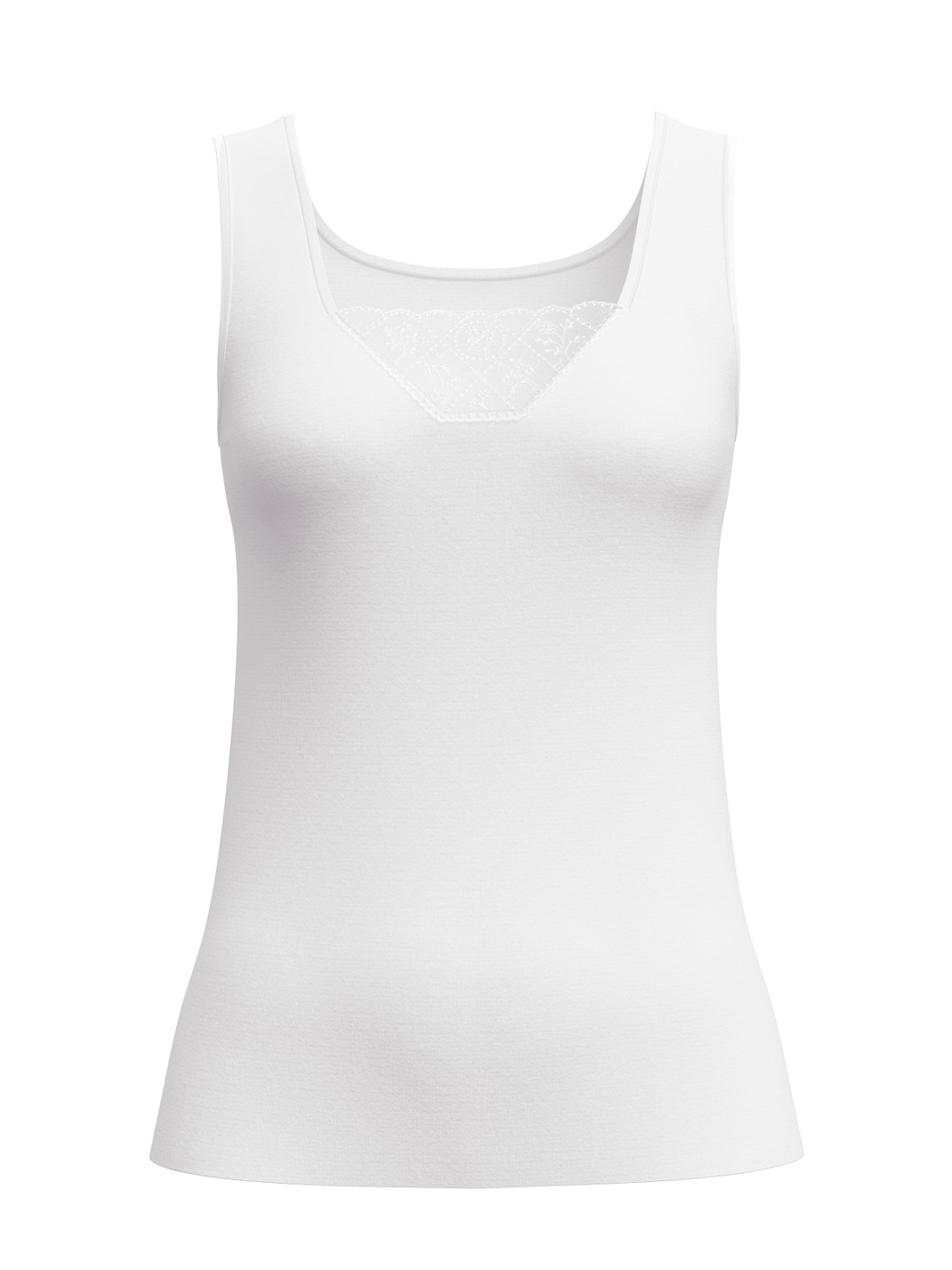 Femme - Débardeur en 100% coton de couleur Blanc, Dentelle, de la série Cotton Desire de CALIDA