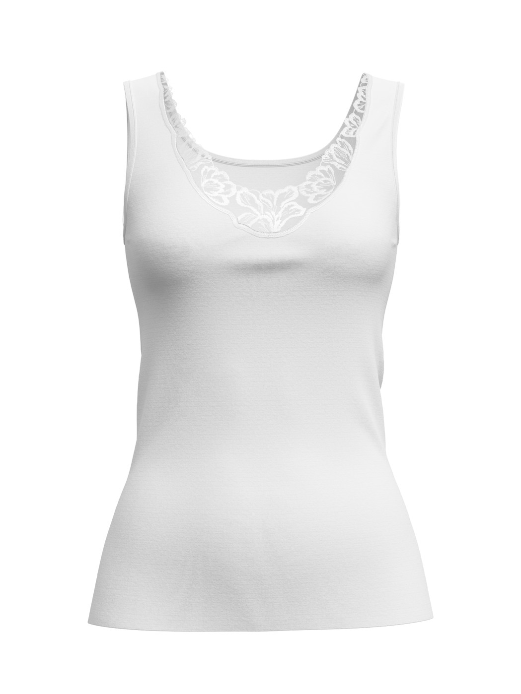 Femme - Débardeur en 100% coton de couleur Blanc, Dentelle, de la série Cotton Desire de CALIDA