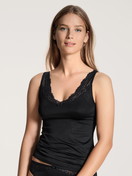 Women model is wearing Tank top made of Viscose in Black, Lace from the Sensual Secrets series by CALIDA, Front view