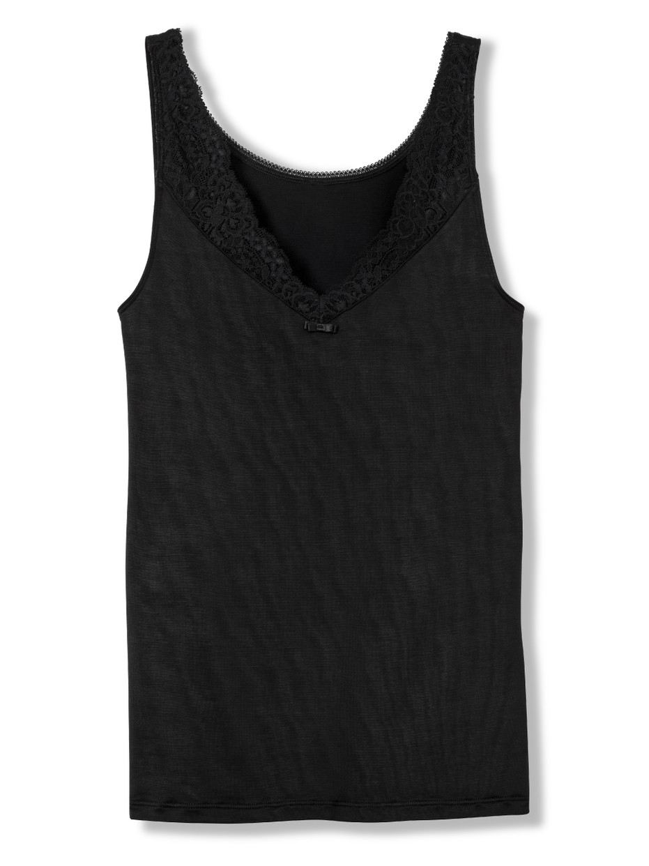 Damen - Tank-Top aus Viskose in Schwarz, Spitze aus Serie Sensual Secrets von CALIDA