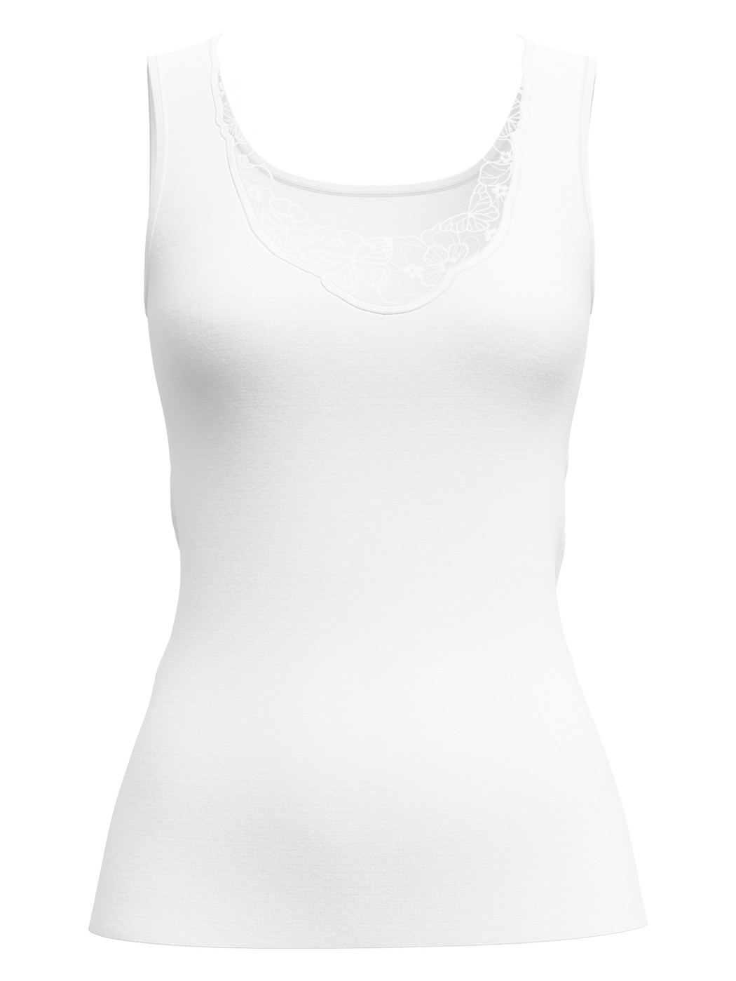 Donna - Tank top in 100% cotone di colore Bianco, Pizzo, della serie Cotton Desire di CALIDA