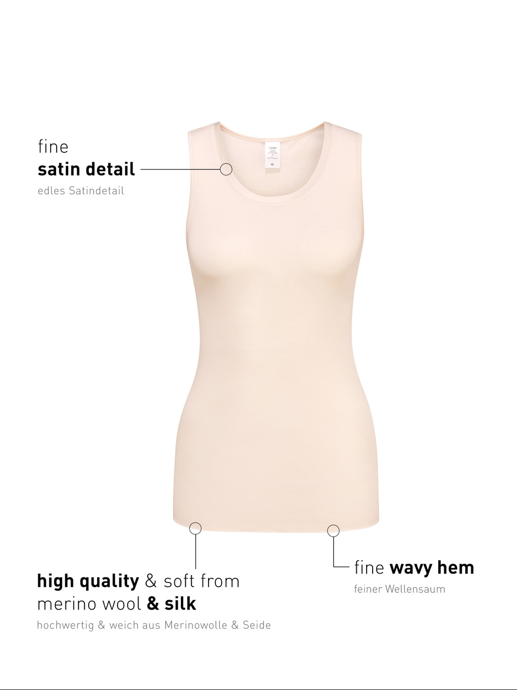 Femme - Débardeur en laine-soie en Swiss+Cotton de couleur Beige, Unicolore, de la série True Confidence de CALIDA