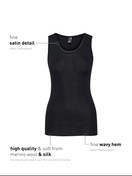 Femme - Débardeur en laine-soie en Swiss+Cotton de couleur Noir, Unicolore, de la série True Confidence de CALIDA