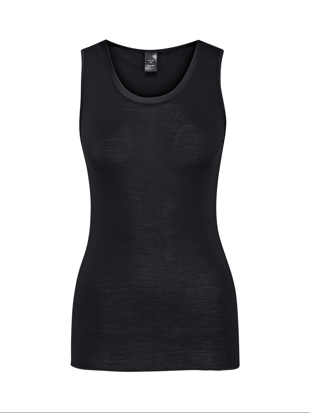Femme - Débardeur en laine-soie en Swiss+Cotton de couleur Noir, Unicolore, de la série True Confidence de CALIDA