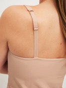 Women model is wearing Tank top with bustier made of Modal in Pink, Unicoloured from the Natural Skin series by CALIDA, Detail