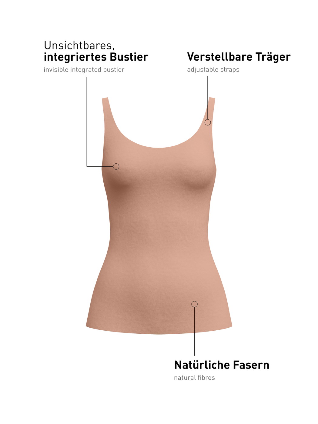Donna - Canotta con bustier in Modal di colore Grigio, Tinta unita, della serie Natural Skin di CALIDA