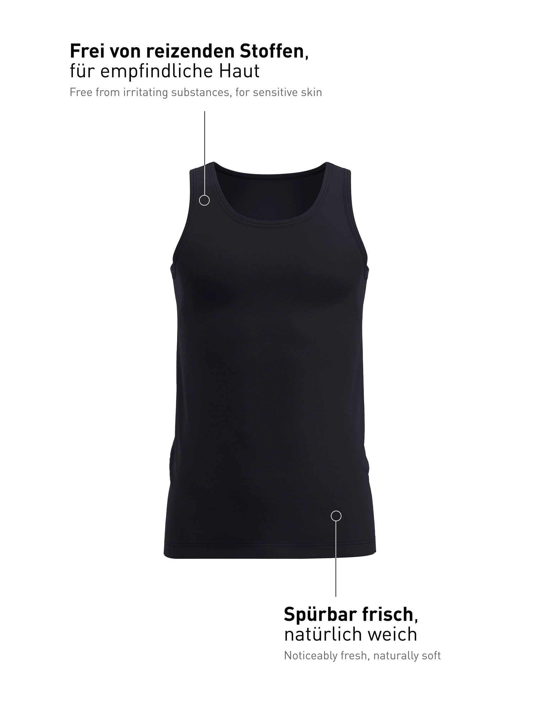 Homme - Débardeur en TENCEL™ de couleur Noir, Unicolore, de la série Natural Cooling de CALIDA