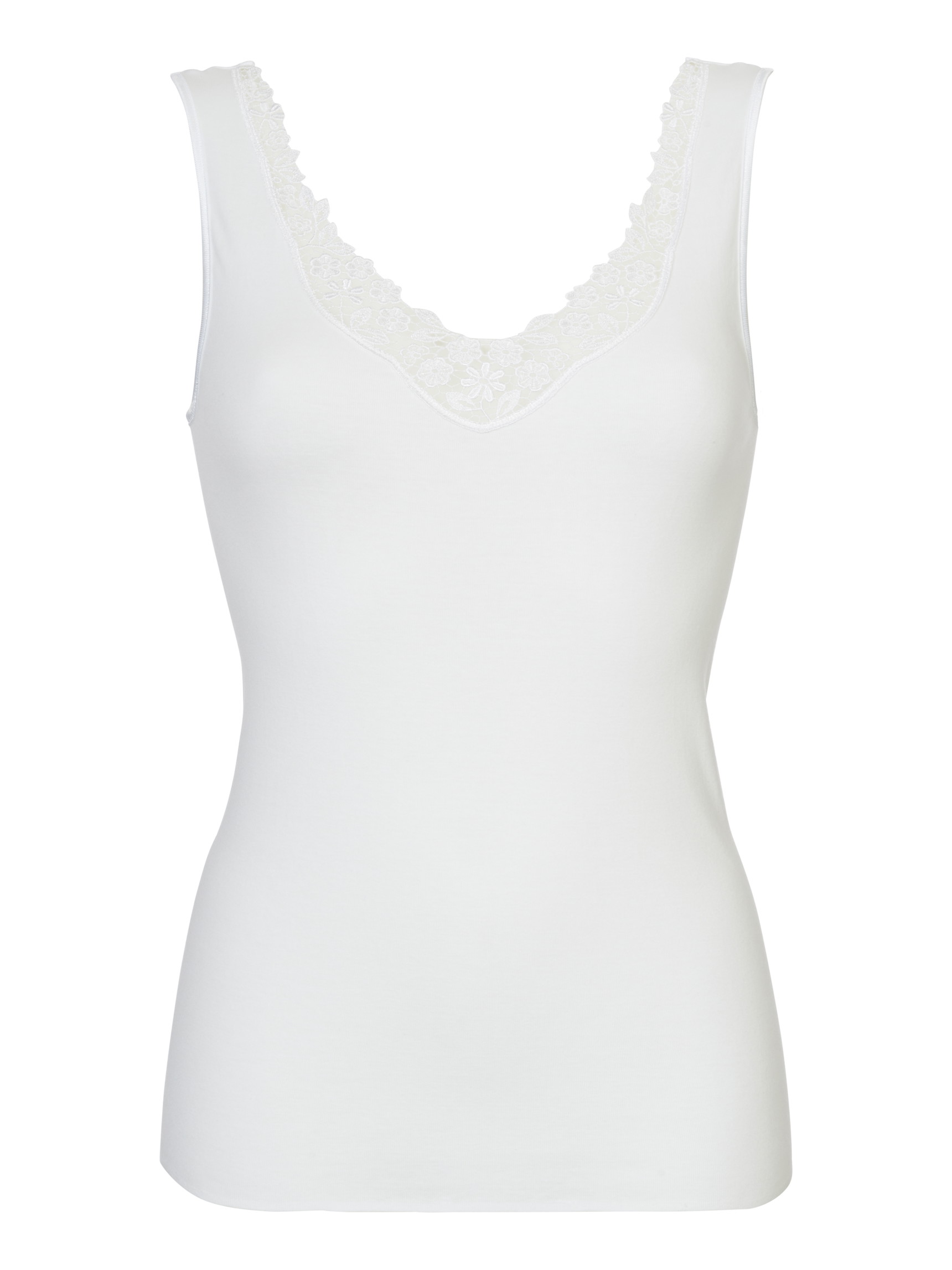 Donna - Tank top in 100% cotone di colore Bianco, Tinta unita, della serie Feminin Sense di CALIDA