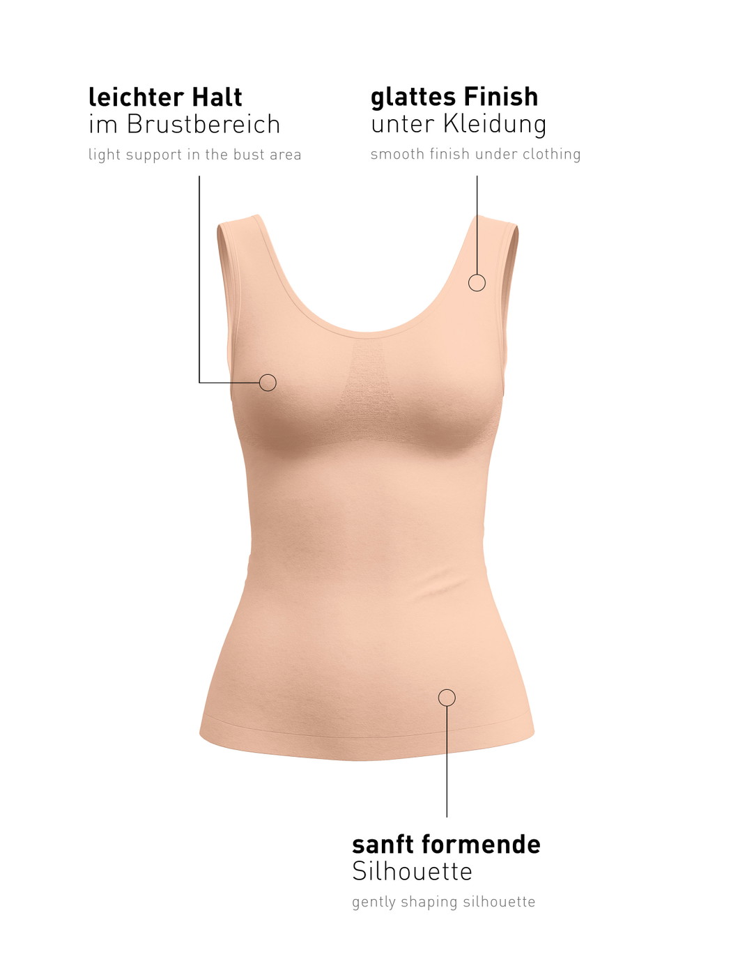Femme - Débardeur gainant en Polyamide de couleur Rose, Unicolore, de la série Seamless Shape de CALIDA