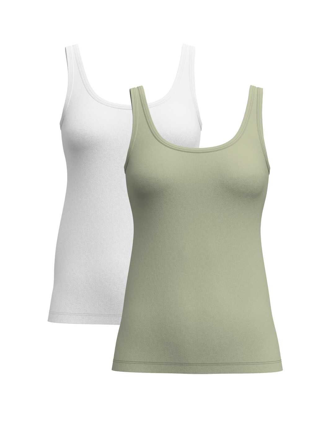 Multipack Women - Tank Top, 2-Pack made of Cotton in Green, Unicoloured, from the Benefit Women Spec. series by CALIDA