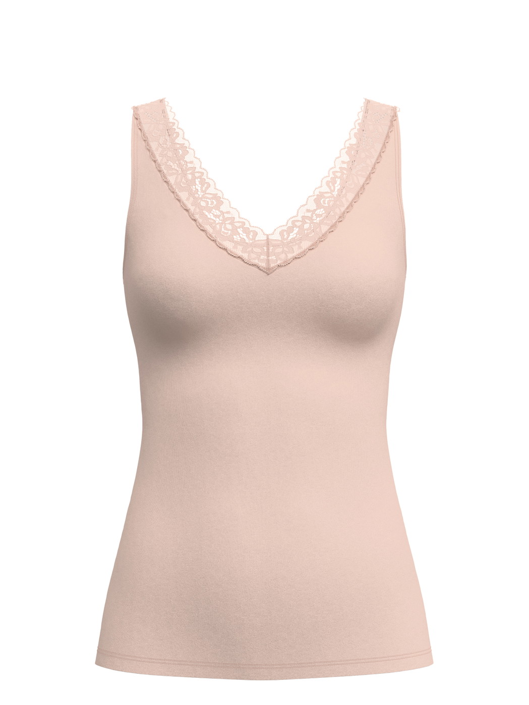 Femme - Débardeur en Coton de couleur Beige, Dentelle, de la série Natural Comfort Lace de CALIDA