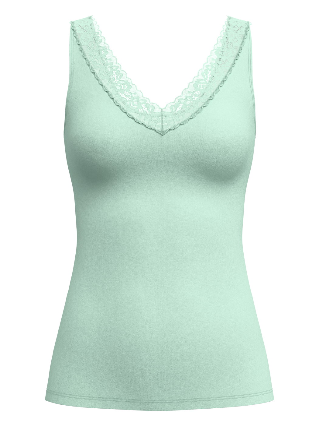 Femme - Débardeur en Coton de couleur Turquoise, Dentelle, de la série Natural Comfort Lace de CALIDA
