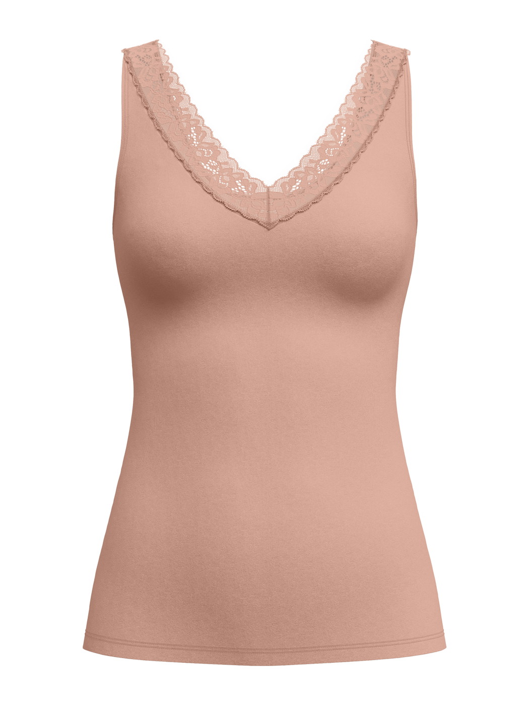 Damen - Tank-Top aus Baumwolle in Braun, Spitze aus Serie Natural Comfort Lace von CALIDA