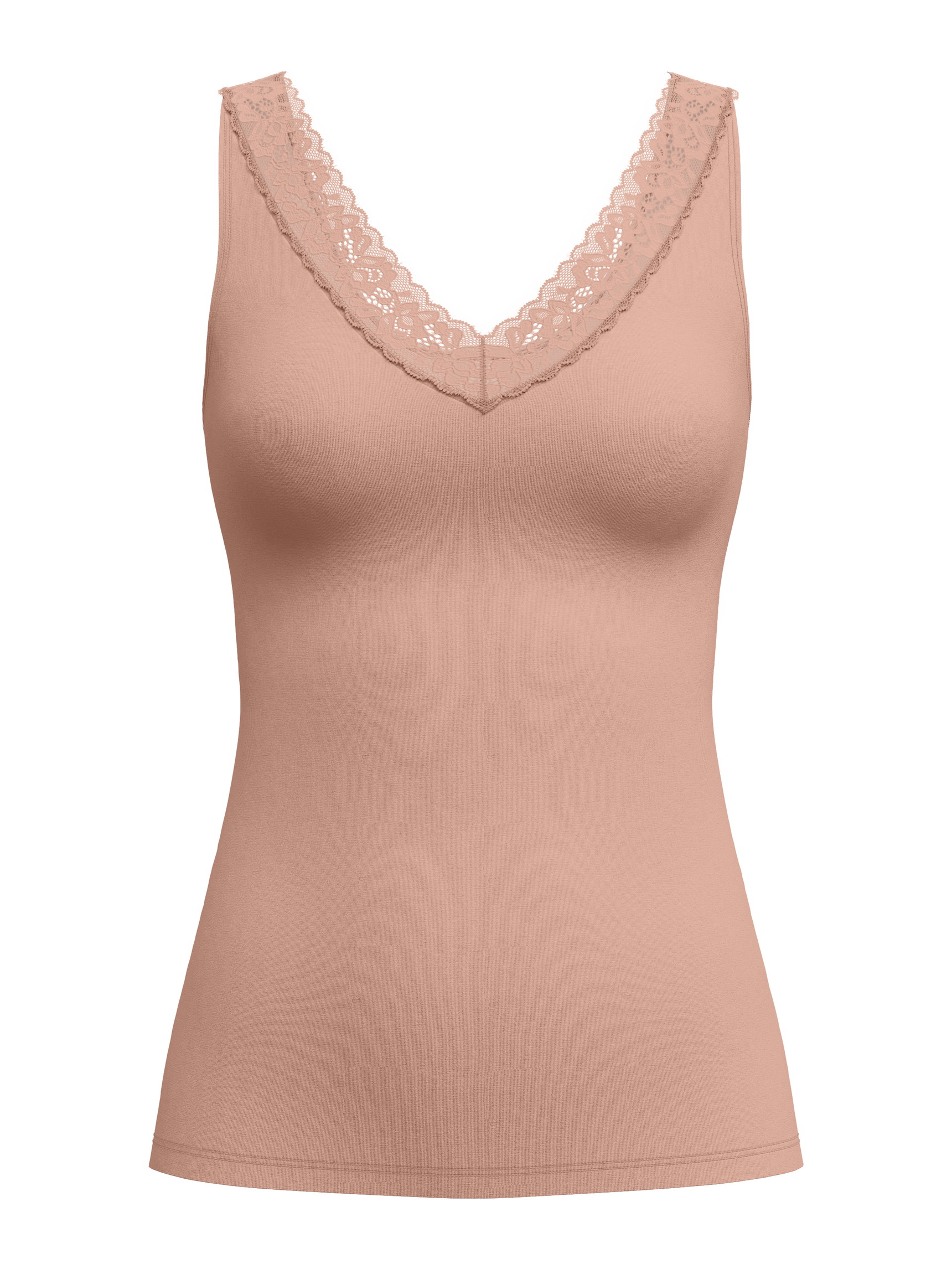 Femme - Débardeur en Coton de couleur Marron, Dentelle, de la série Natural Comfort Lace de CALIDA