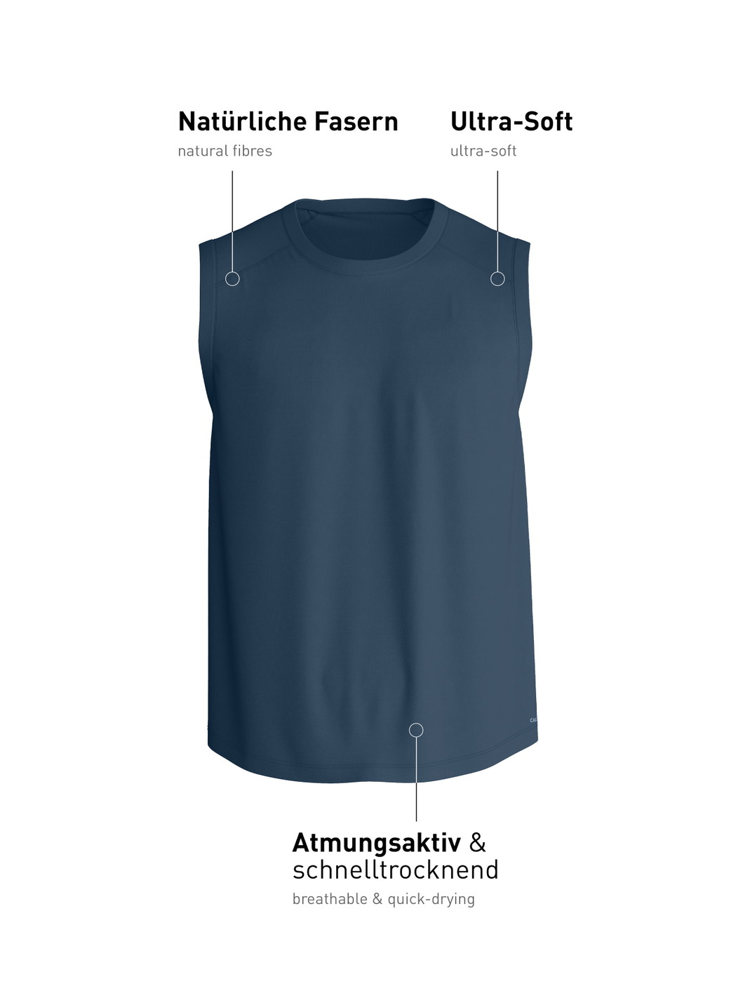 Uomo - Tank top in Modal di colore Blu, Tinta unita, della serie Balanced Day di CALIDA