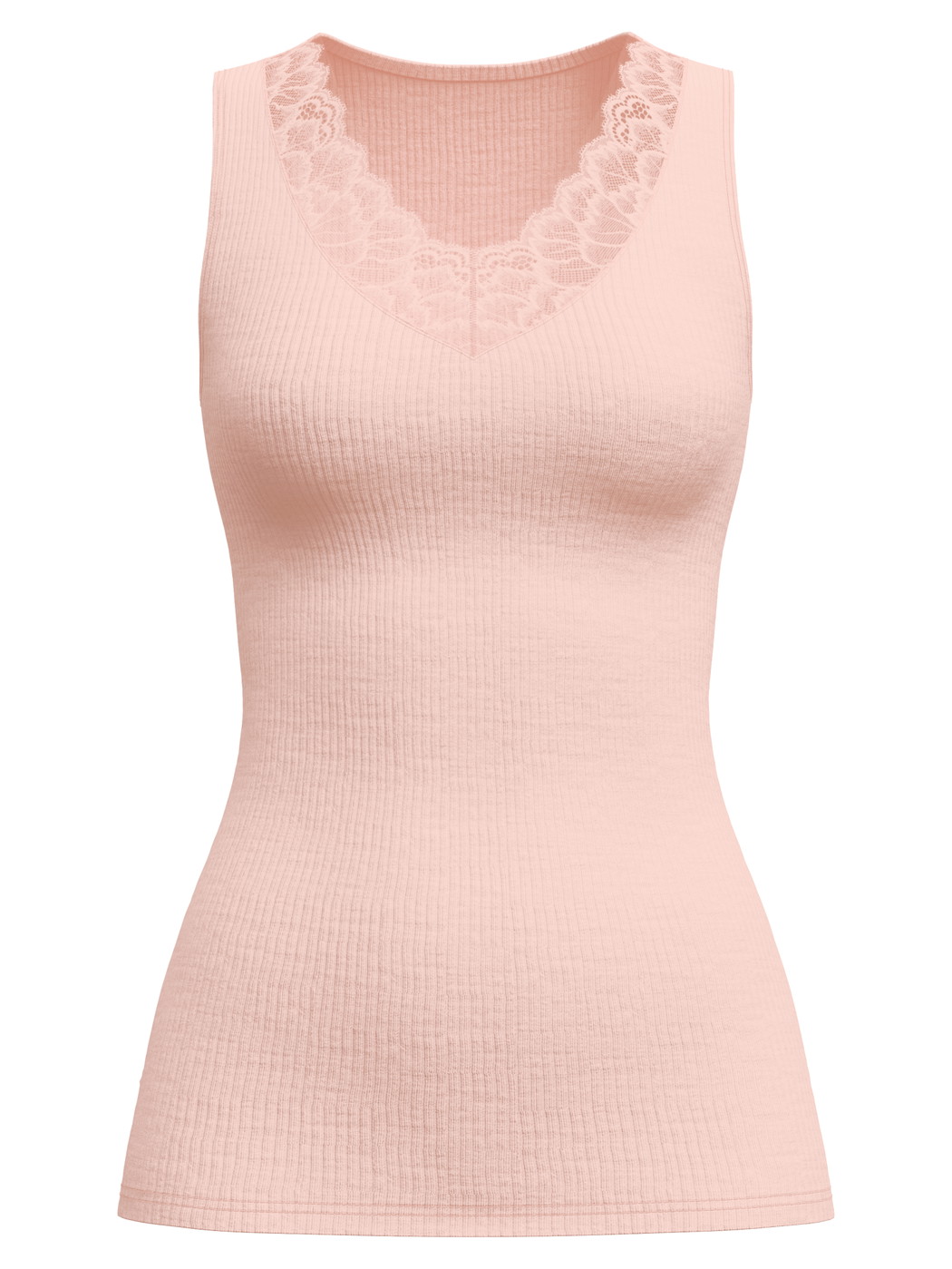 Femme - Débardeur en laine-soie en Laine de couleur Rose, Dentelle, de la série Silky Wool Joy de CALIDA