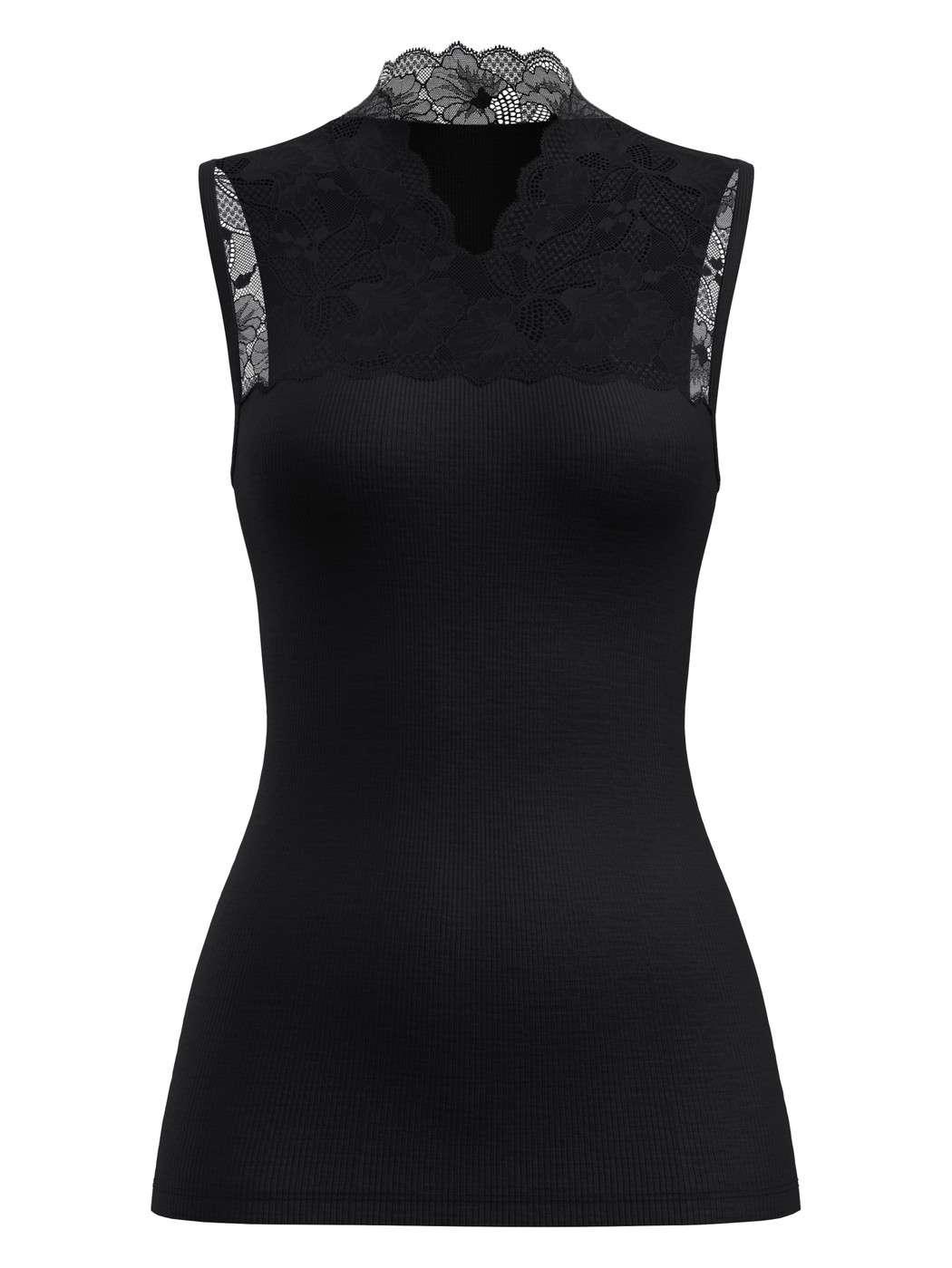 Femme - Débardeur en laine-soie en Dentelle de couleur Noir, Dentelle, de la série Silky Wool Glam de CALIDA