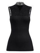 Femme - Débardeur en laine-soie en Dentelle de couleur Noir, Dentelle, de la série Silky Wool Glam de CALIDA