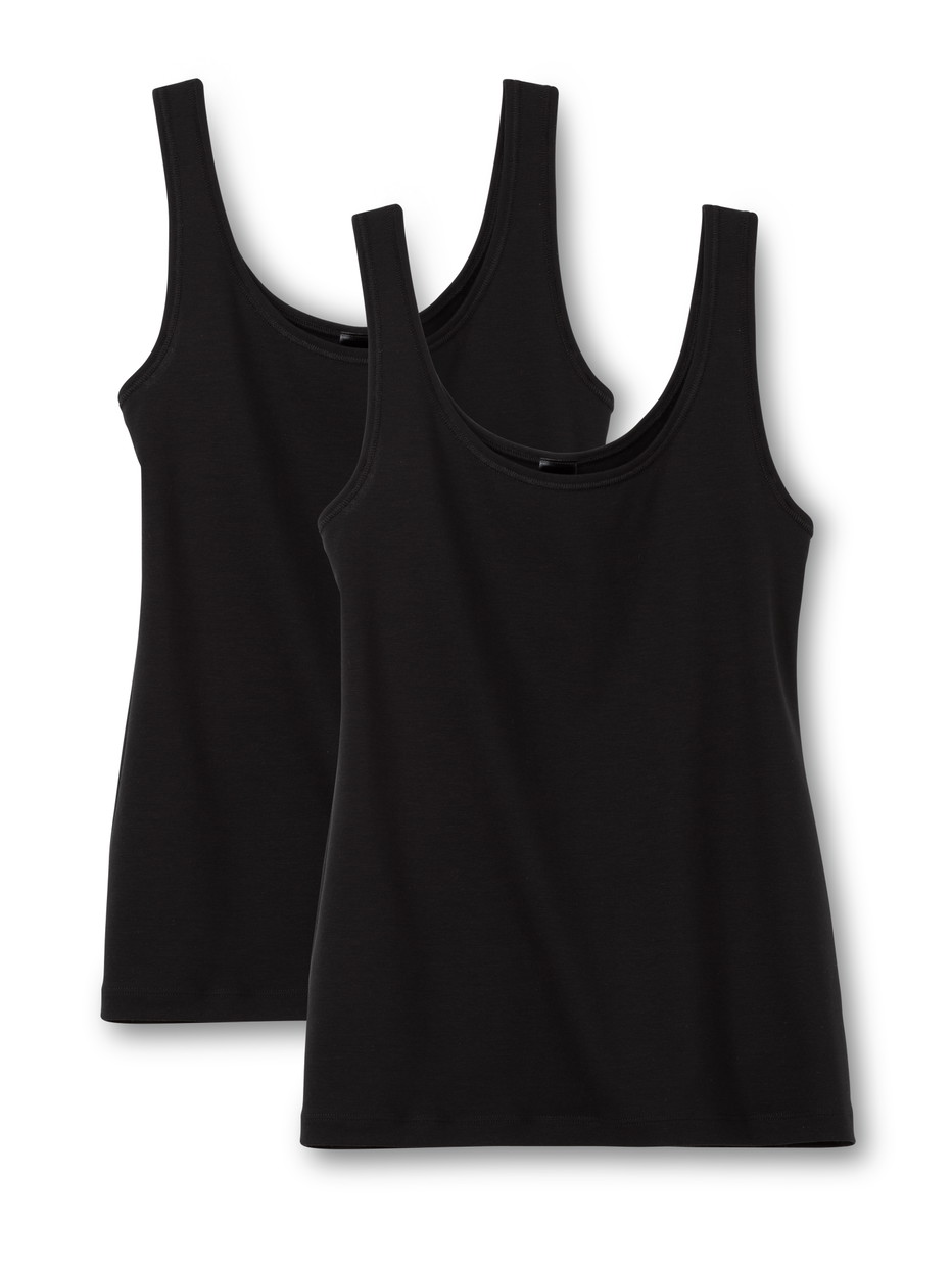 Multipack Women - Tank Top, 2-Pack made of Cotton in Black, Unicoloured, from the Benefit Women series by CALIDA