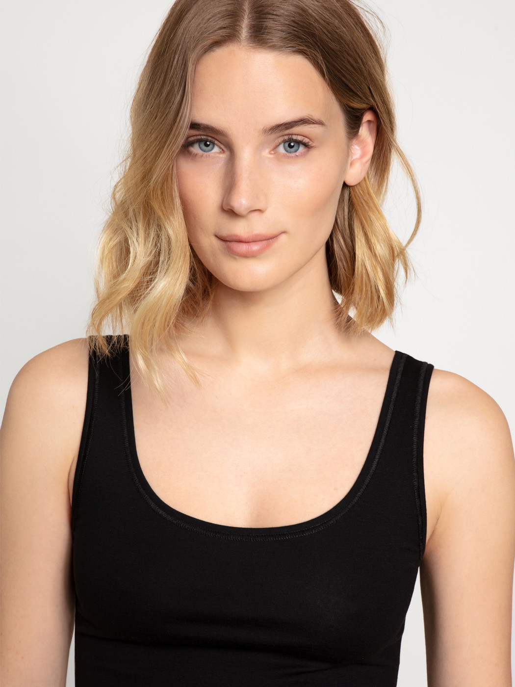 Women - Tank Top, 2-Pack made of Cotton in Black, Unicoloured, from the Benefit Women series by CALIDA, Detail