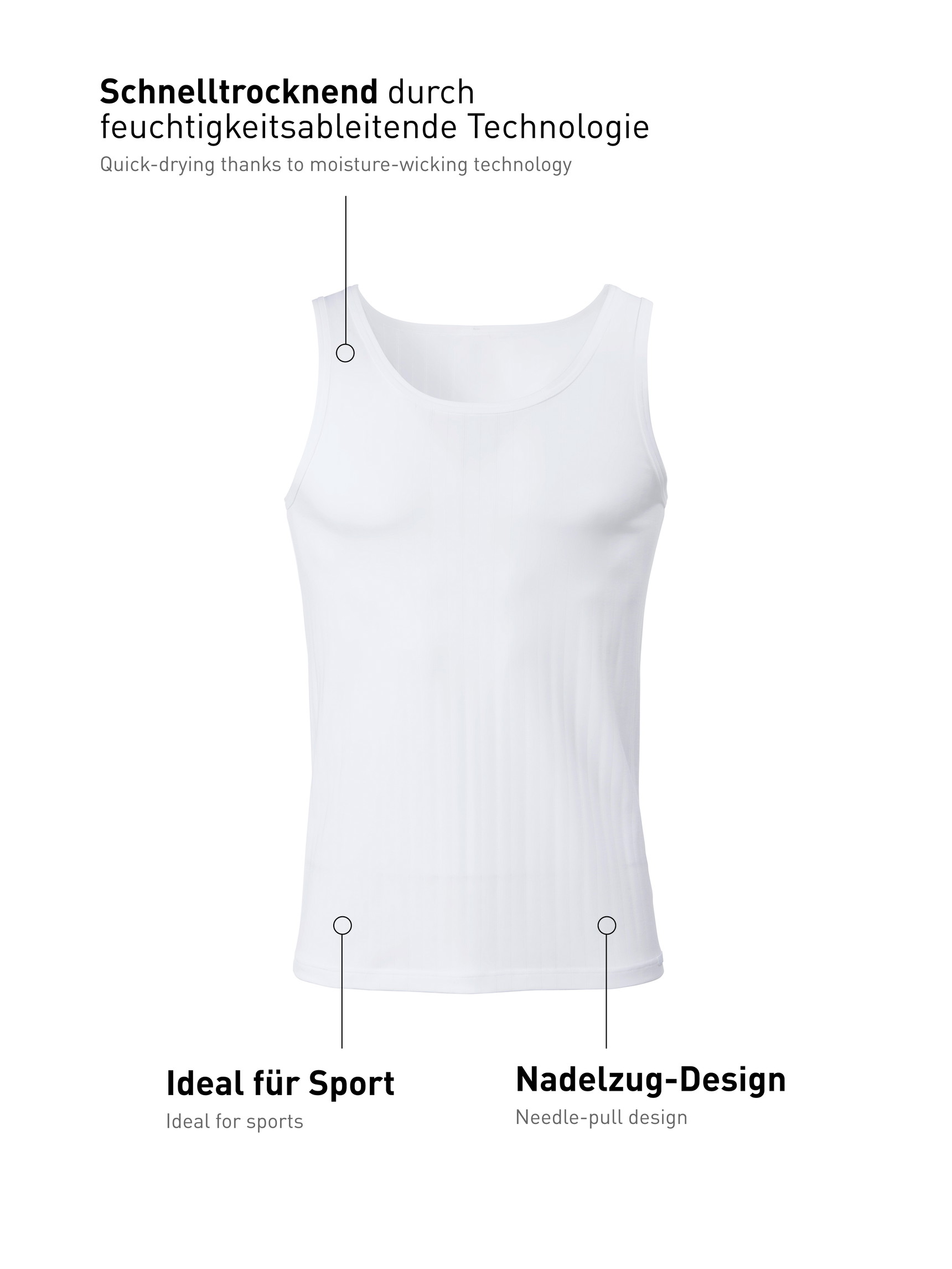 Uomo - Canottiera atletica in Cotone di colore Bianco, Tinta unita, della serie Pure & Style di CALIDA