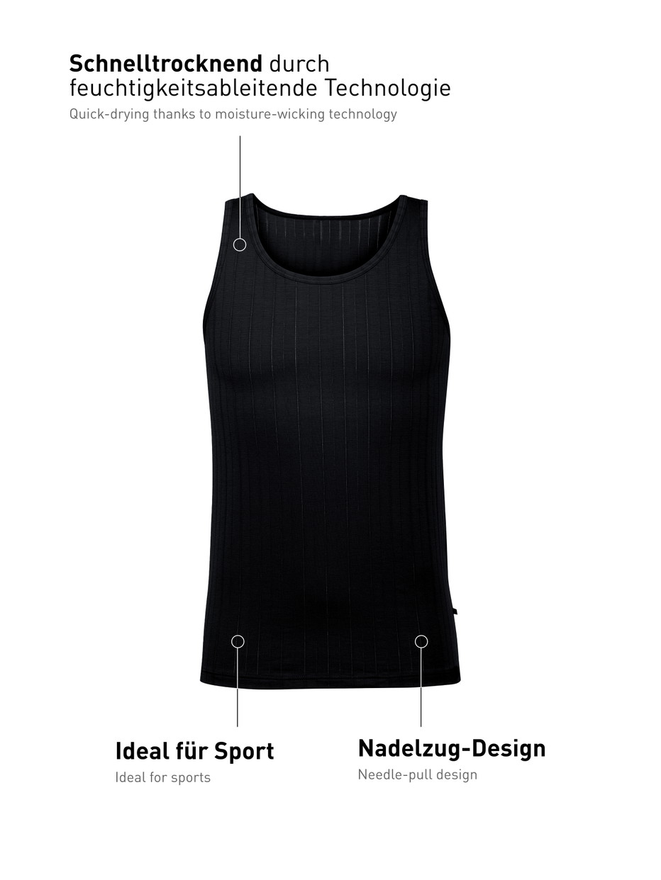 Men - Tank-Top made of Cotton in Black, Unicoloured, from the Pure & Style series by CALIDA