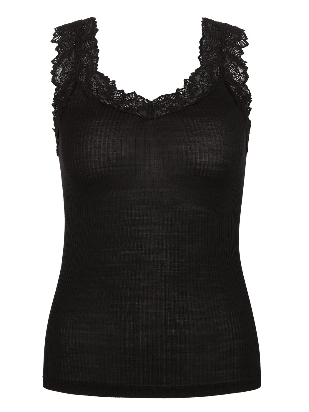 Women - Tank top made of Wool in Black, Lace, from the Silky Wool Joy series by CALIDA