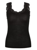 Women - Tank top made of Wool in Black, Lace, from the Silky Wool Joy series by CALIDA