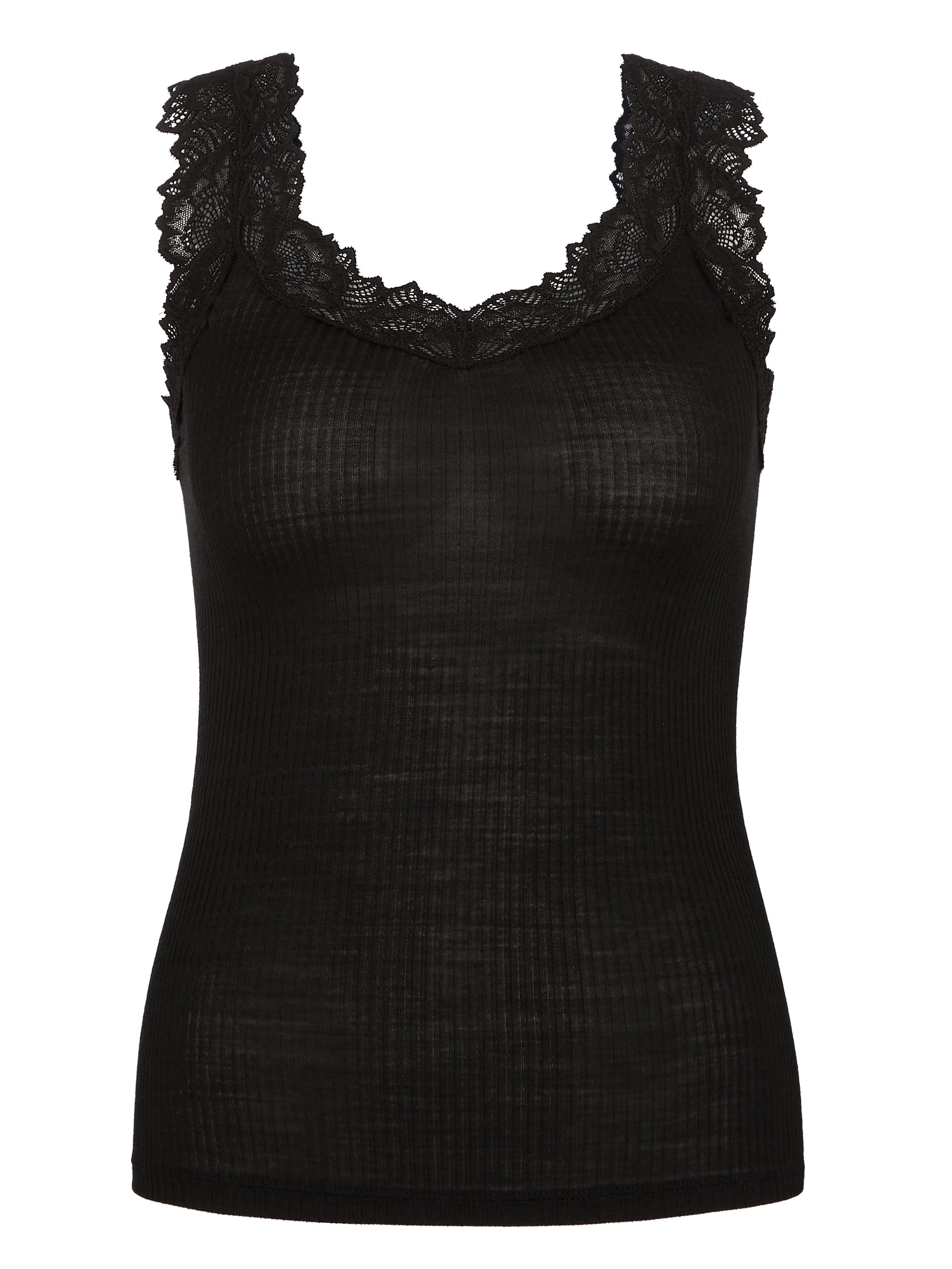 Women - Tank top made of Wool in Black, Lace, from the Silky Wool Joy series by CALIDA