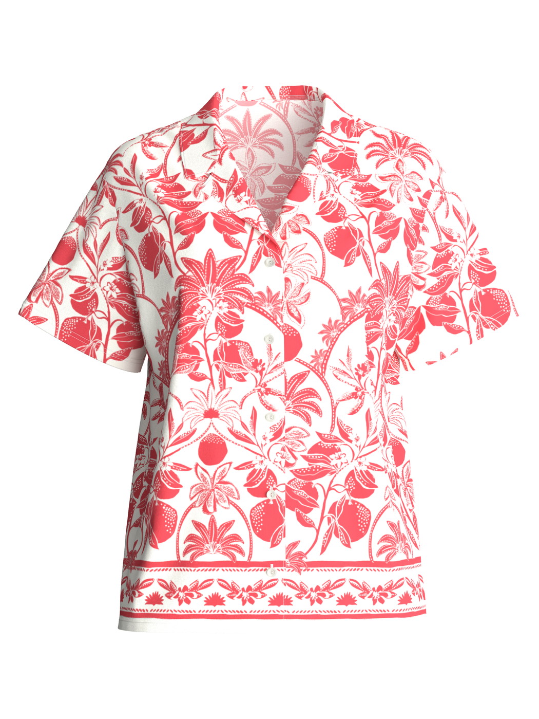 Women - Short-sleeved shirt with buttons made of 100% Cotton in Orange, Floral, from the Favourites Beach series by CALIDA