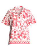 Women - Short-sleeved shirt with buttons made of 100% Cotton in Orange, Floral, from the Favourites Beach series by CALIDA
