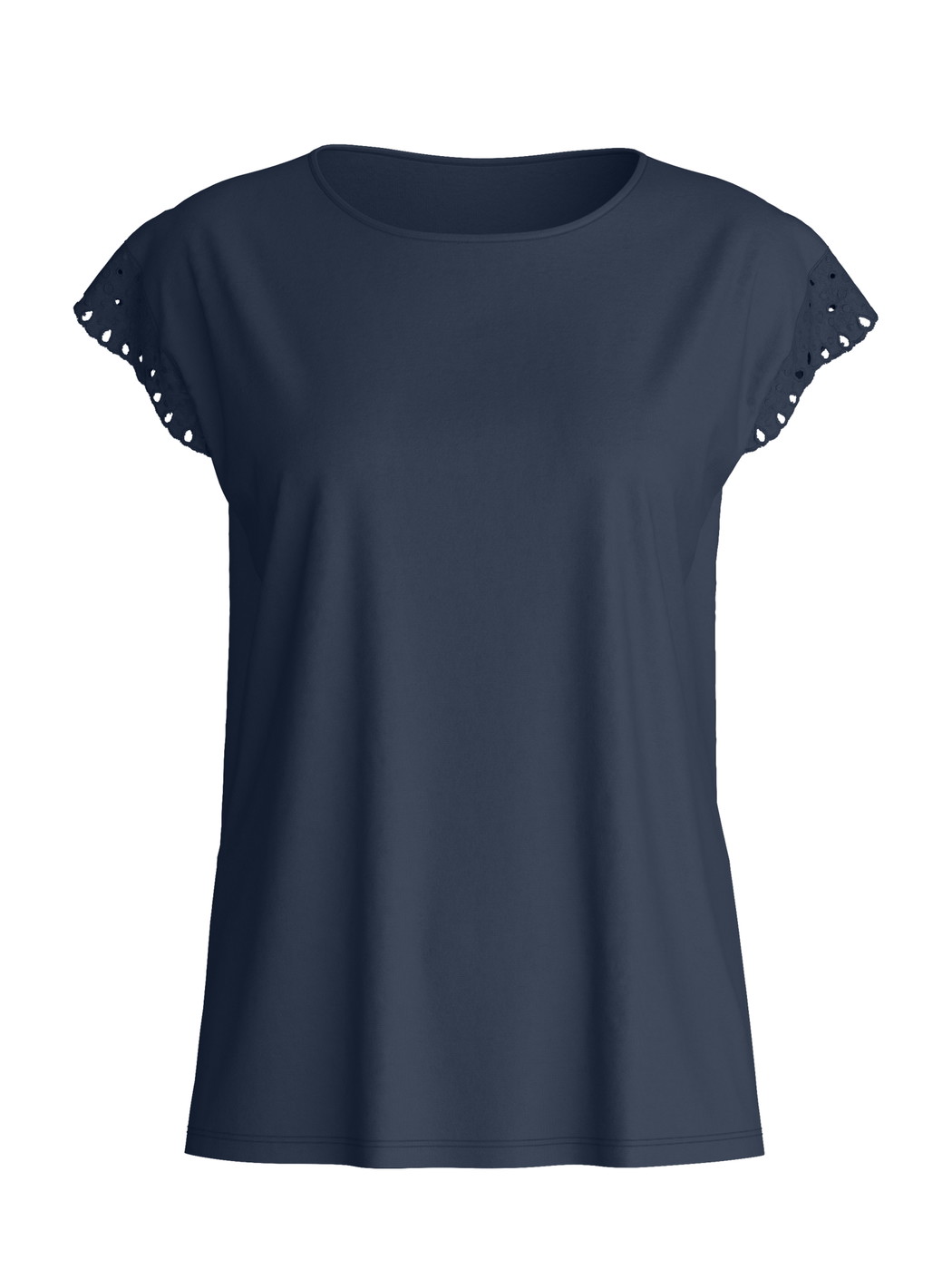 Damen - Kurzarm-Shirt mit Flügelärmeln aus Baumwolle in Blau, Einfarbig aus Serie Favourites Tiles von CALIDA