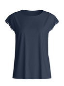 Damen - Kurzarm-Shirt mit Flügelärmeln aus Baumwolle in Blau, Einfarbig aus Serie Favourites Tiles von CALIDA