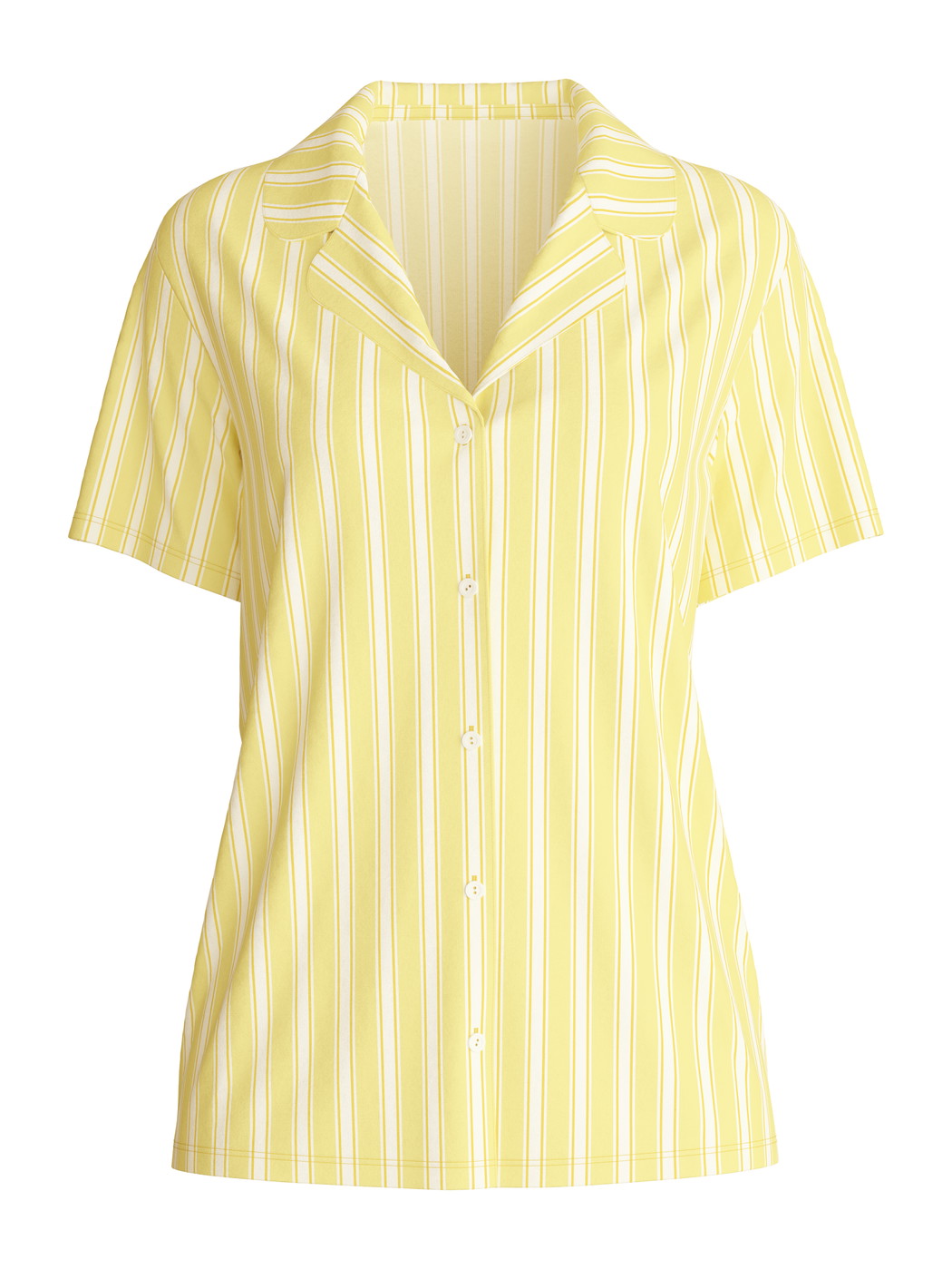 Women - Short-sleeved shirt with buttons made of 100% Cotton in Yellow, Striped, from the Favourites Ocean series by CALIDA