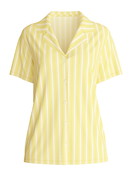Women - Short-sleeved shirt with buttons made of 100% Cotton in Yellow, Striped, from the Favourites Ocean series by CALIDA