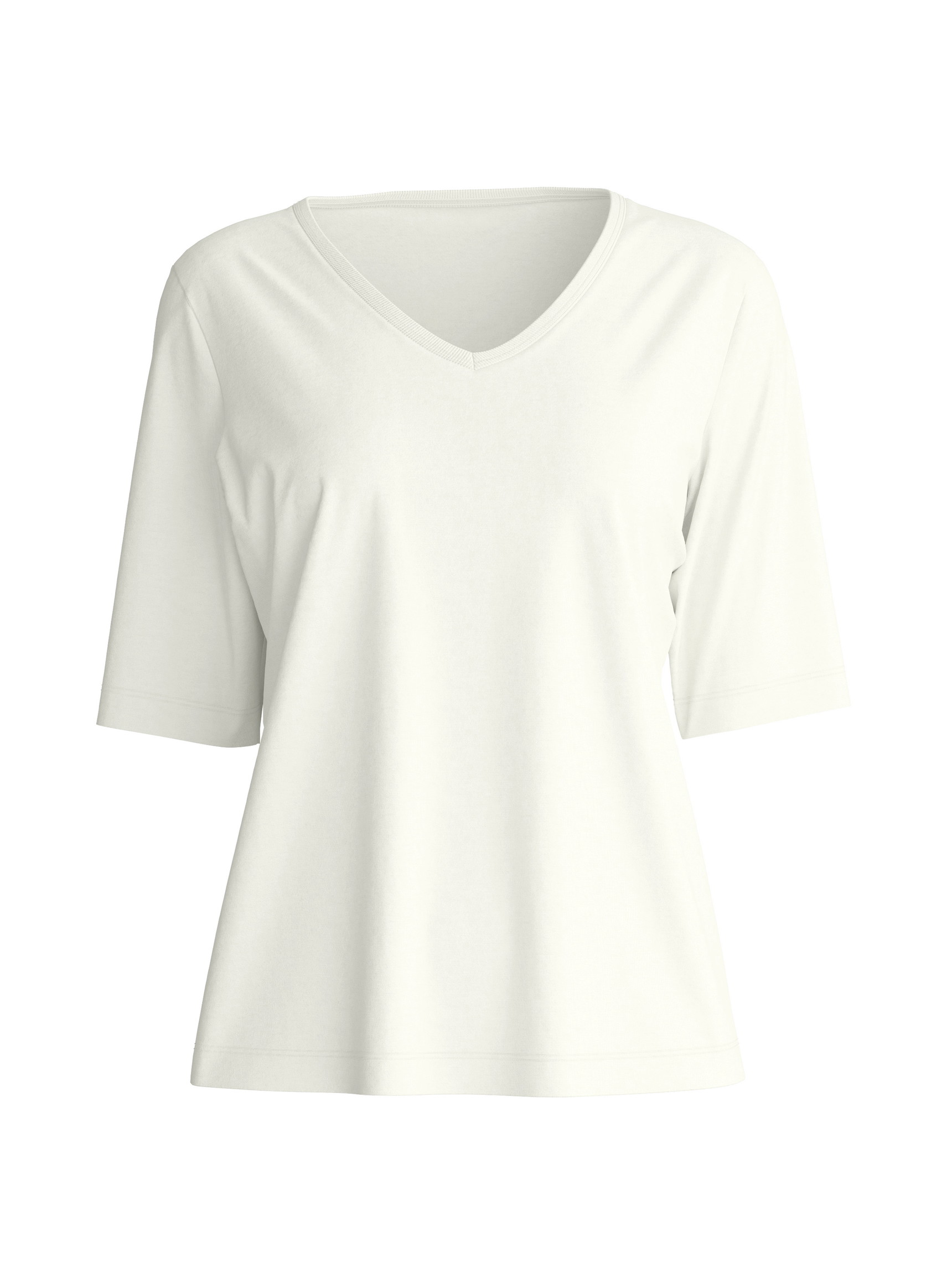 Women - Short-sleeved shirt with V-neck made of 100% Cotton in White, Unicoloured, from the Late Bloom M&M series by CALIDA