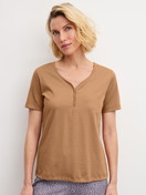 Women model is wearing  made of 100% Cotton in Brown, Unicoloured from the Sleep Over M&M series by CALIDA, Front view
