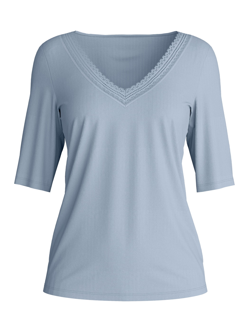 Damen - Kurzarm-Shirt aus Modal in Blau, Einfarbig aus Serie Etude Ajours von CALIDA