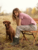 Women model is wearing Short-sleeved shirt made of 100% Cotton in Pink, Unicoloured from the Favourites Botanic series by CALIDA, Additional Image