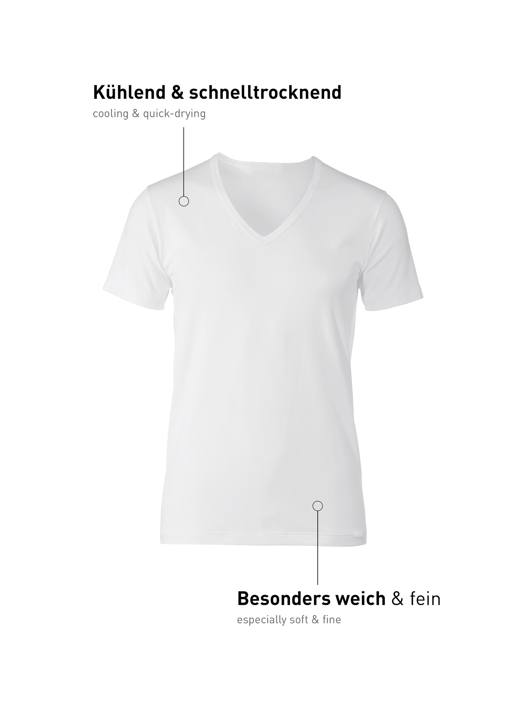 Homme - V-shirt en Lyocell de couleur Blanc, Unicolore, de la série Focus de CALIDA