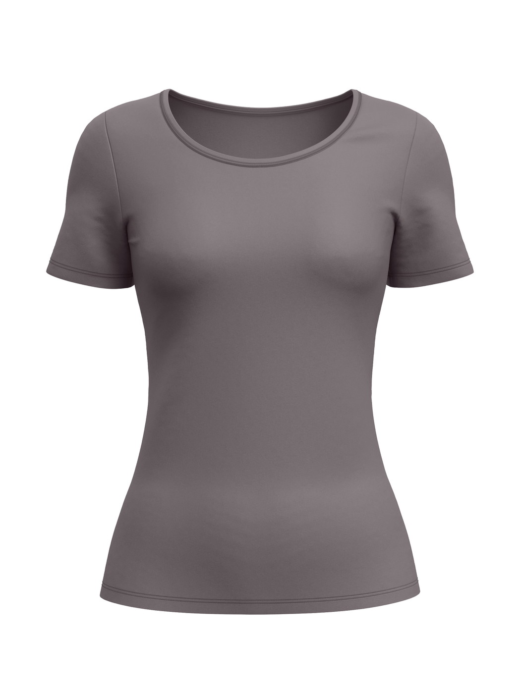 Damen - T-Shirt, Rundhals aus Baumwolle in Braun, Einfarbig aus Serie Natural Comfort von CALIDA