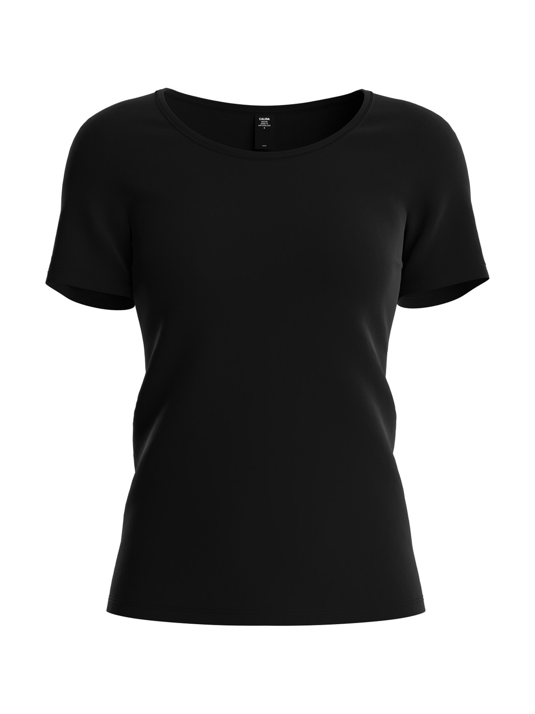 Damen - T-Shirt, Rundhals aus Baumwolle in Schwarz, Einfarbig aus Serie Natural Comfort von CALIDA