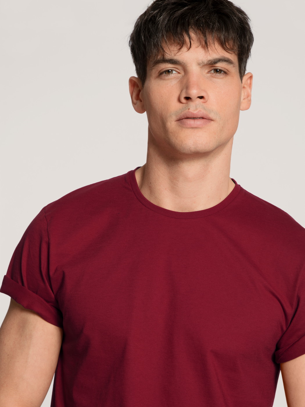 Uomo - Shirt a manica corta in 100% cotone di colore Rosso, Tinta unita, della serie Remix Basic Sleep di CALIDA, Dettaglio