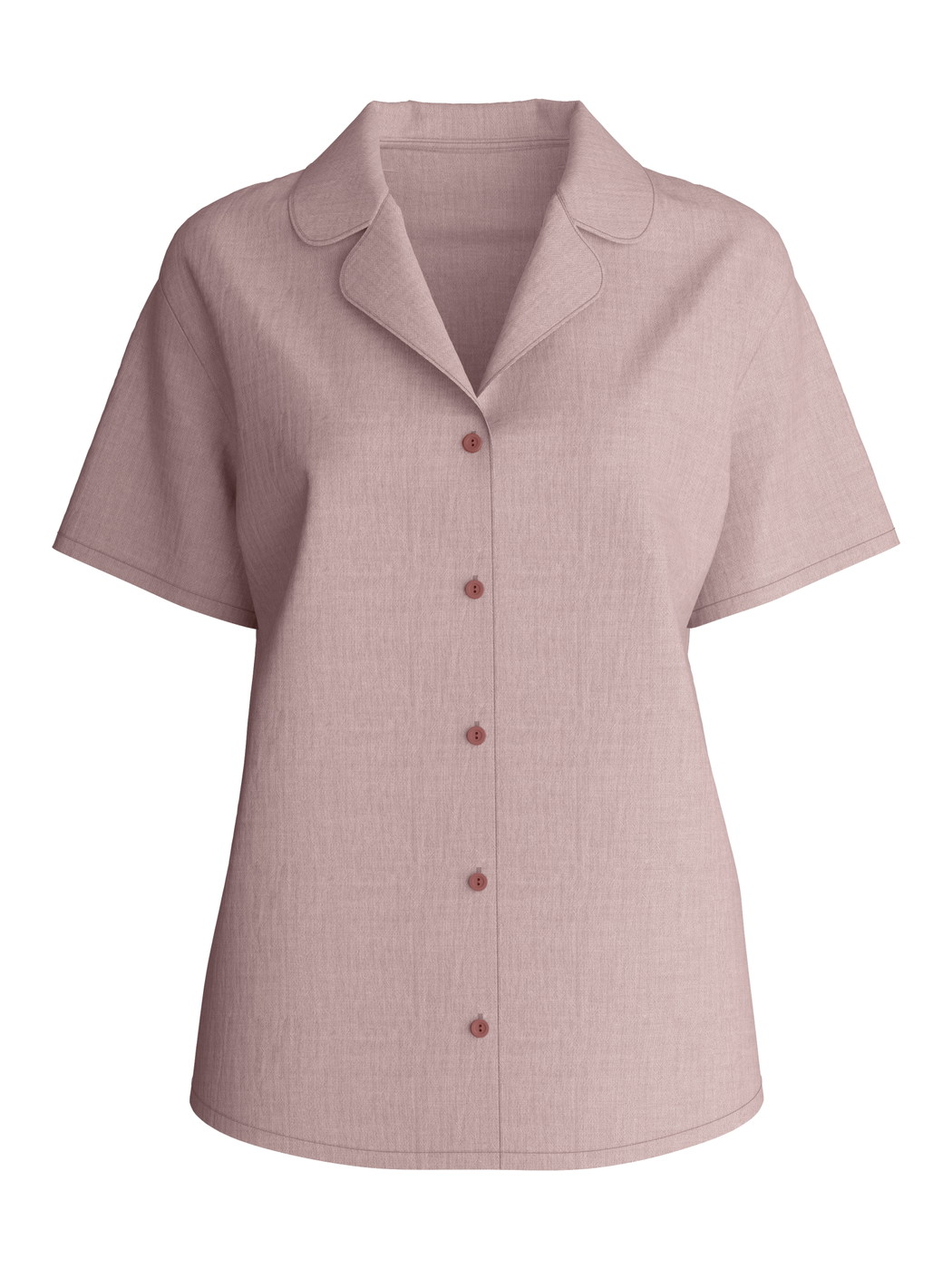 Women - Short-sleeved shirt with buttons made of 100% Cotton in Brown, Unicoloured, from the Favourites Tiles series by CALIDA