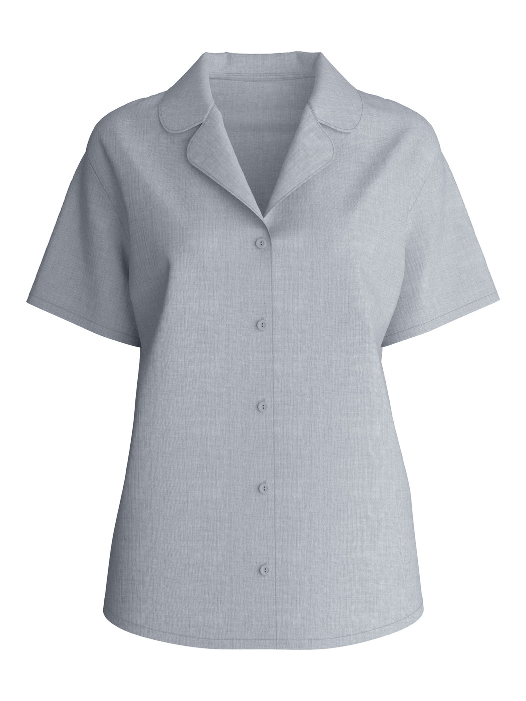 Women - Short-sleeved shirt with buttons made of 100% Cotton in Blue, Unicoloured, from the Favourites Tiles series by CALIDA