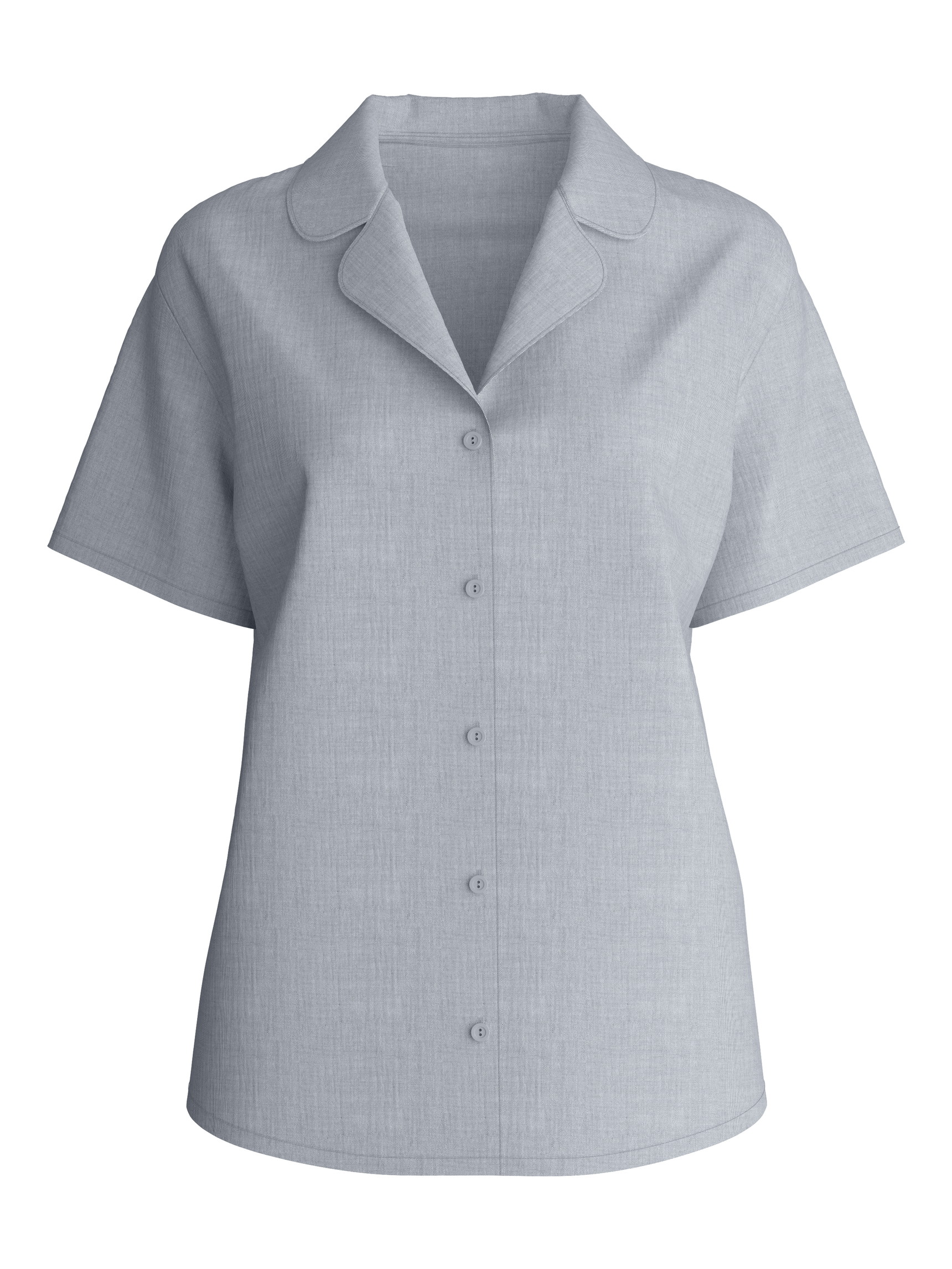Damen - Kurzarm-Shirt mit Knöpfen aus 100% Baumwolle in Blau, Einfarbig aus Serie Favourites Tiles von CALIDA