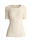Donna - Maglietta a maniche corte in lana-seta in Lana di colore Beige, Tinta unita, della serie Silky Wool Soft di CALIDA