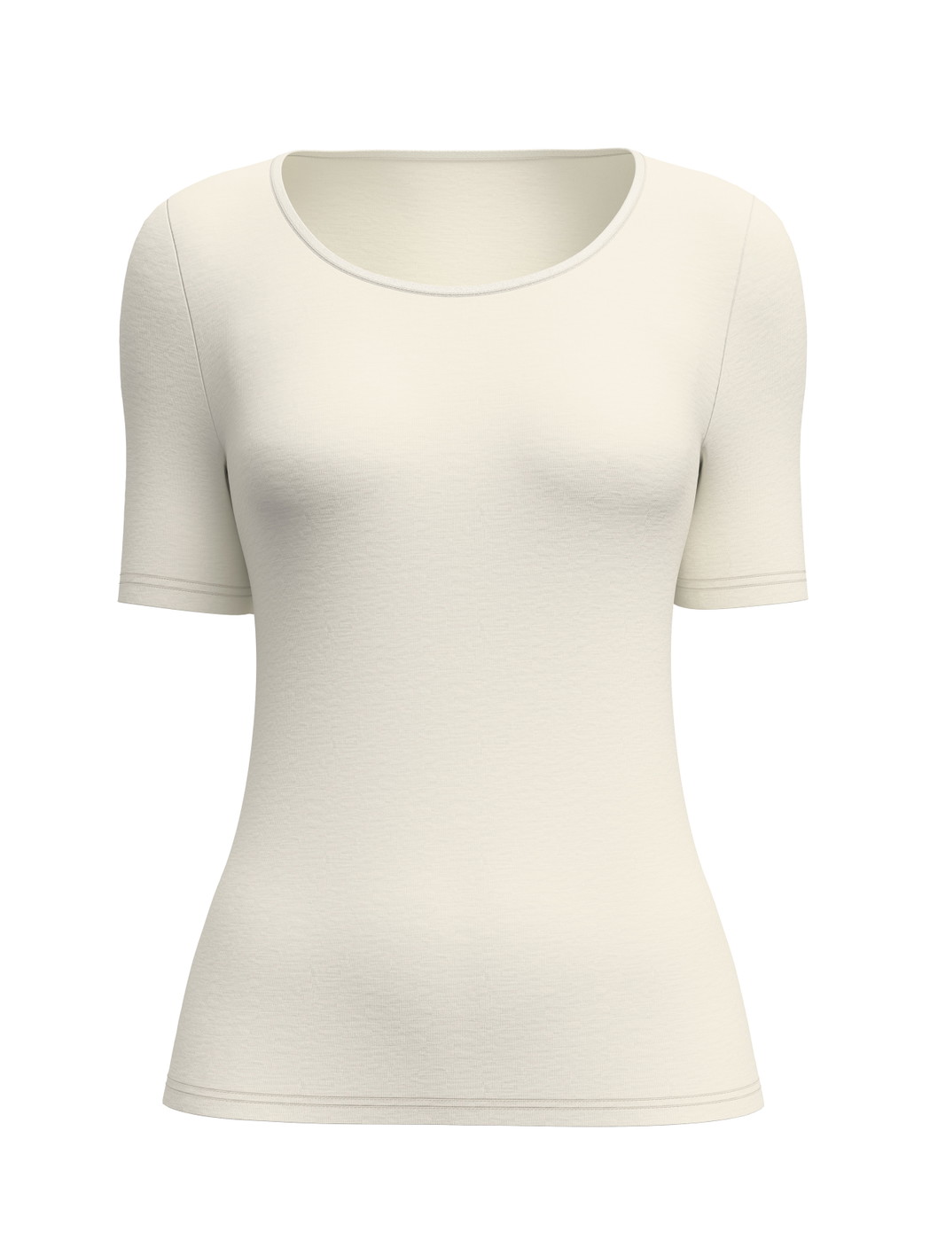 Damen - Kurzarm-Shirt aus Wolle-Seide aus Wolle in Beige, Einfarbig aus Serie True Confidence von CALIDA