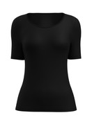 Damen - Kurzarm-Shirt aus Wolle-Seide aus Wolle in Schwarz, Einfarbig aus Serie True Confidence von CALIDA