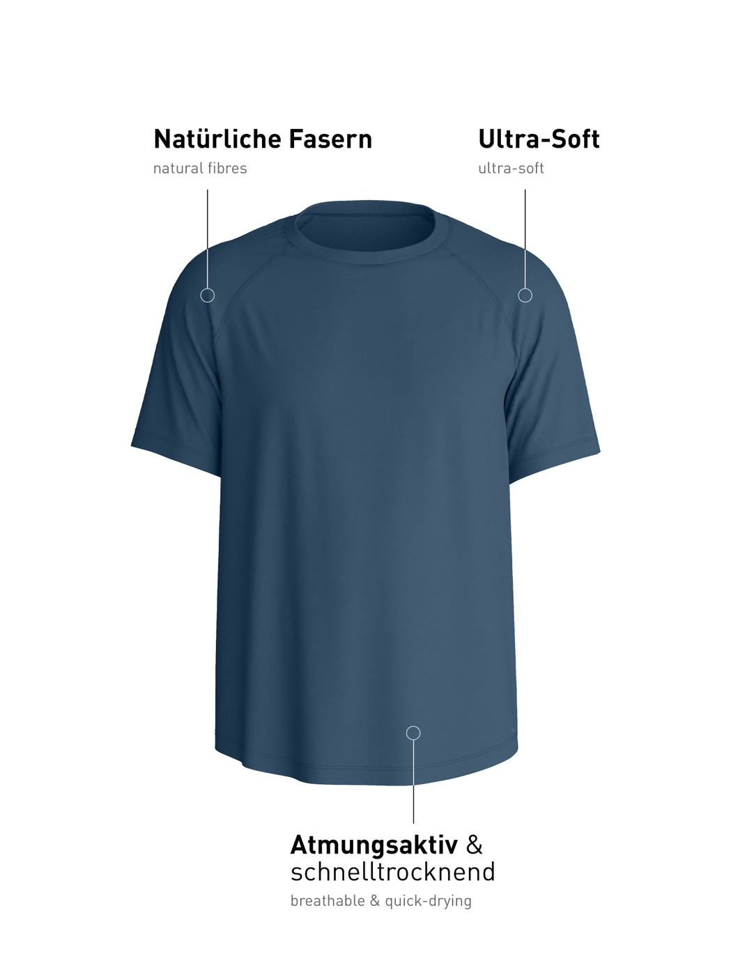 Herren - Kurzarm-Shirt aus Modal in Blau, Einfarbig aus Serie Balanced Day von CALIDA